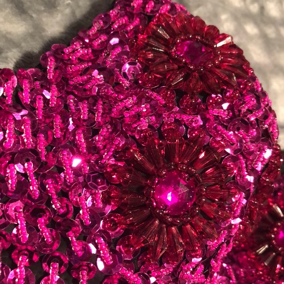 Pink Beaded Rave Top / Bra - Picture 3 of 7